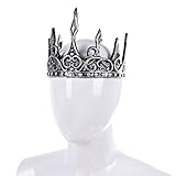 Yilistore Adult Royal King Crown,Ancient Prince Crown for Halloween Cosplay (Silver)