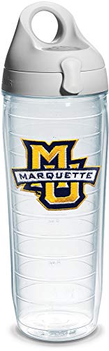 Tervis Marquette University Emblem Individual Water Bottle With Gray Lid, 24 Oz, Clear #TOP9