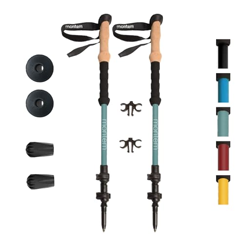 Montem Ultra Light 100% Carbon Fiber Trekking, Walking, and Hiking Poles - One Pair (2 Poles) - Ultra Light, Quick Locking, Foldable, Weather-Resistant and Ultra Durable