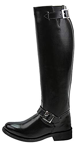 Raven Men's Mens Man Motorcycle Highway Police Engineer Trooper Patrol Leather Tall Riding Boots Color Black4