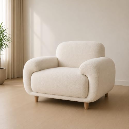 Image of Modern Classic Chesterfield Sofa for Living Room Bedroom Reception and Office 3+1+Ottoman Sofa for Living Room (Off White)