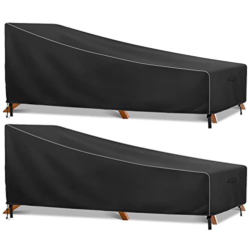 Chaise Lounge Cover, ZEJUN Patio Outdoor Lounge Chair Cover 2 Pack- 80â€L x32â€W x32â€H 600D Heavy Duty Waterproof Lounge Chair Cover Durable All Weather- & Fade-Resistant Outdoor Patio Furniture Cover