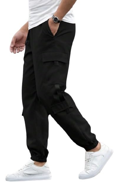 riksaw Men's Cargo Polyester Pants for Men || Regular Fit Mid Rise Cargo Joggers Solid Pants (PCG_04)-picture-10