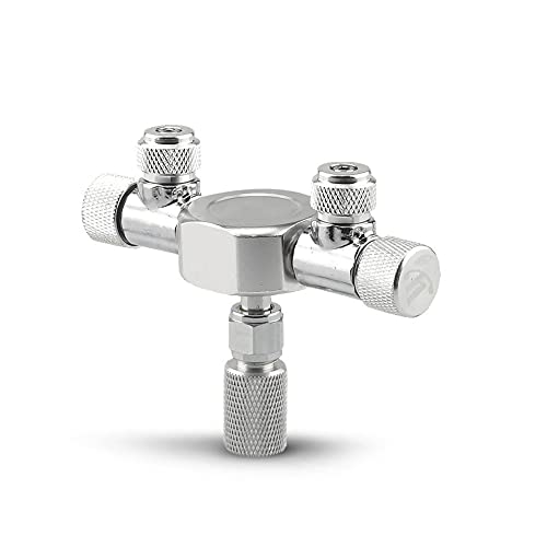 CENPEK Silberfarbenes Metall-2-Wege-Splitter-Reglerventil für Aquariumpflanzen, CO2-Tank