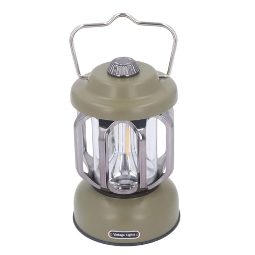 Lanterne de camping rétro à intensité variable avec 3 modes et batterie de secours verte