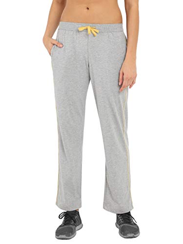 Image of Jockey 1305 Women's Super Combed Cotton Rich Relaxed Fit Mid Rise Trackpants with Contrast Side Piping and Pockets
