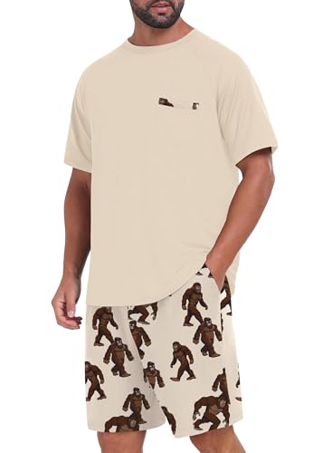 Image of Mens Pajamas Set Lightweight Summer Pjs Sleepwear Soft Comfy Short Sleeve Loungewear With Pocket (S-4X)