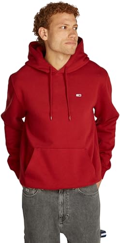 Image of Tommy Jeans Men's Tjm Reg S Flag Hoodie Dm0dm20742 Pullover Hoodie, Red (Regatta Red), M