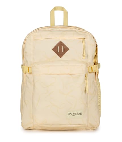 Image of JanSport Main Campus Backpack - Travel or Work backpack w 15-Inch Laptop Sleeve and Dual Water Bottle Pockets, Rows Of Bows Natural /Lemon Ice