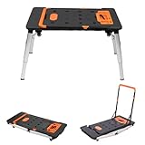 【Installation rapide et hauteur réglable】 Prêt à l'emploi en quelques secondes sans aucun assemblage requis. La hauteur de cet établi portable peut être rapidement ajustée de 20,5