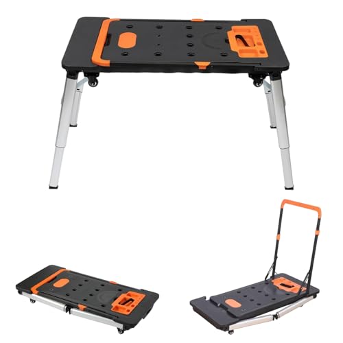 Chevalet de sciage pliable et diable robuste avec 4 roues