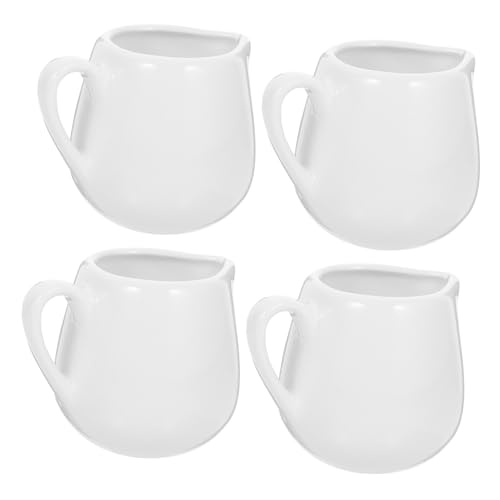 Genérico 4 Piezas Hay Una Cuchara De Salsa Tarros De Boca Ancha Taza De Café Con Leche Mezclador Pequeñas Lecheras Dispensador De Crema De Café Tazas De Te Jarras De Salsa Cerámica