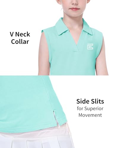 Image of EXARUS Girls Golf Polo Tennis Shirts Sleeveless Kids V-Neck Tank Tops