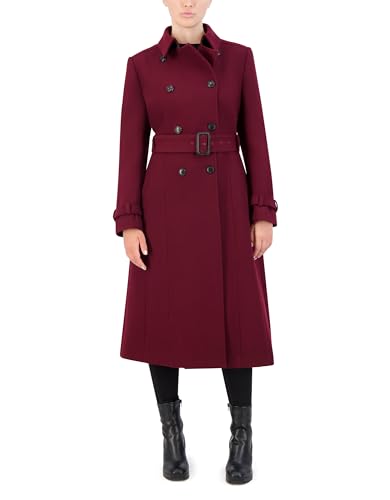 Cole Haan Women's Flared Trench Slick Wool Coat