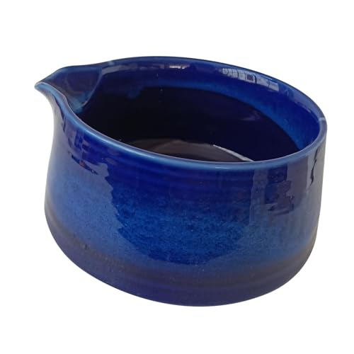 DimyFew Bol à thé en porcelaine pour matcha avec bec verseur, accessoire céramique fait main, Bleu