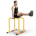 RELIFE REBUILD YOUR LIFE Dip Bars & Parallel Bars Station for Home Gym Adjustable Height Portable Dip Stand Push Up Bars for Calisthenics Chest & Triceps Strength Training Fitness Equipment(Yellow)