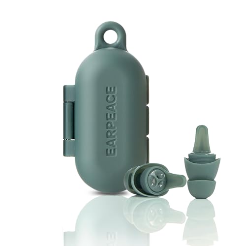 EARPEACE Everyday Noise Control & Noise Reduction Ear Plugs - High-Fidelity Earplugs Comfortable & Reusable Earplugs for Travel Sleep Work Snoring Blocking Includes Carrying Case - Forest (Green)