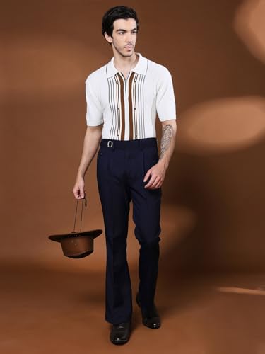 Image of Gurkha Pants for Men | Trouser for Men | Formal Pant | Single Buckle | Bell Bottom Trouser High Waist Pleated Casual Trousers | Flared Bottom Leg Pants for Office Smart Casual Travel Party