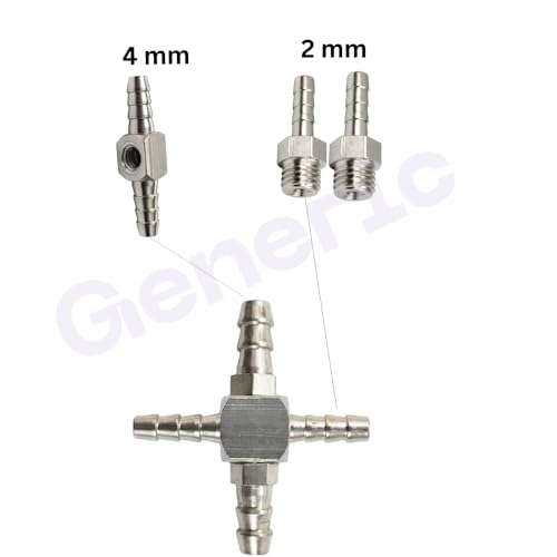 Image of Dental Chair Parts - Brass Nipple Size 4mm + 2mm Four Way Joint, Superior Quality, Compact Design, Long Service Life (Pack of 3)