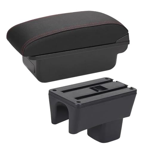 車用アームレスト内装収納ボックスパーツに適合するスズキに適合するスイフト用 2005 2006 2007 2008 2009 2010 2011 2012 2013 2014 2015-2023 箱(C1 Black red)