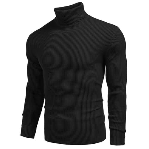 DABASHAN Rollkragenpullover Herren Baumwolle Rollkragenshirt Feinstrick Einfarbig Langarmshirts Slim Fit Pullover Turtleneck Pullover Winter Warm Strickpullover Männer (M)