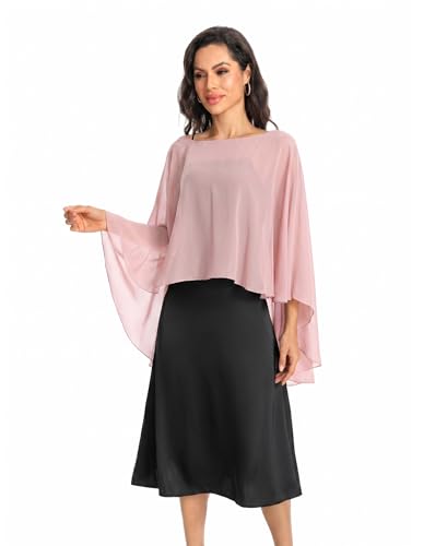 Image of Baoqiya Chiffon Capes Sheer Capelets Long Cape Poncho For Women Plus Size