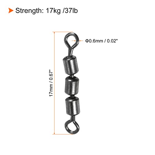 PATIKIL High Speed 3 Roller Swivel, 20Pcs 37lb Copper Barrel Bead Chain Rolling for Saltwater Freshwater Fishing Black - Image 2