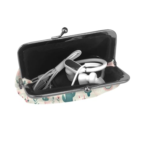 Pu Leather Buckle Coin Purse Llama-Cactus-Cartoon Girls Kiss-Lock Change Purse Wallets4