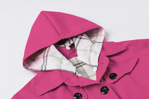 Image of Betusline Girl's Single Breasted Trench Coat Hooded Dress Coat Outerwear, 2-14 Years