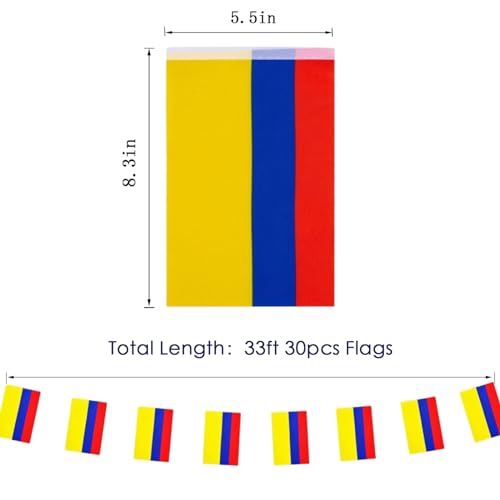 Image of Columbia Flags Columbian String Flag Banners for Patriotic Events Independence Day Sports Bars Inside Outside Decorations 33 Feet 30 Flags