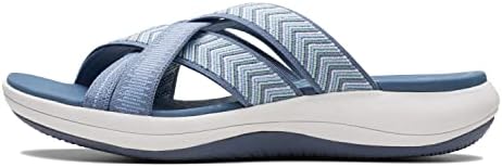 Clarks Women's Mira Grove Flat Sandal, Denim Blue Textile, 8