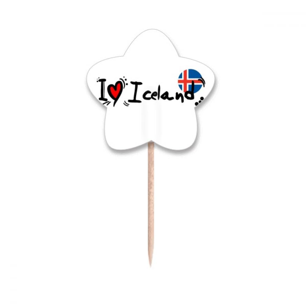 Cure-dents I Love Iceland anti-mains sales avec drapeau de l'Islande