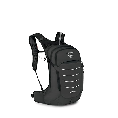Osprey Syncro 12L Unisex Lightweight Hiking, Mountain Biking Hydration Pack with Water Bladder, Raven Black