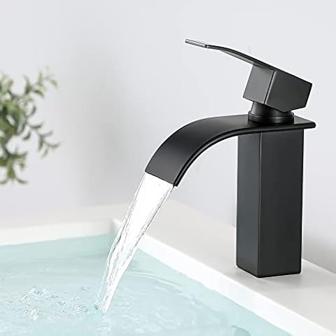 CECIPA Black Bathroom Tap with Waterfall Shape - S Cover