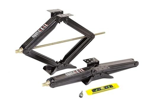 CCKUYT Gatos de Tijera para Auto, Granja, estabilizador de Remolque, nivelador, con Dado y Nivel, 24, 5000 LB, Juego de 2