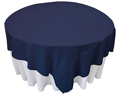 LA Linen Polyester Poplin Washable Square Tablecloth, Stain and Wrinkle Resistant Table Cover 90x90, Fabric Table Cloth for Dinning, Kitchen, Party, Holiday 90 by 90-Inch, Navy