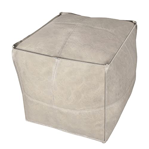 Louis Donné Ottomane Pouf Abdeckung, handgefertigter Outdoor Pouf Kunstleder marokkanisch, ungefüllte Pouff-Ottomane, beige 45 cm quadratisch, Büro, Outdoor für Neujahrsgeschenk Cover