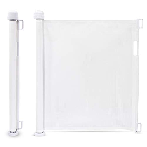 Callowesse Air 2 einziehbares Treppen- und Türschutzgitter für Baby, 0 bis 140 cm, für Hunde und Haustiere, ohne Bohren, Einhandbedienung, einfache Installation, Wand, Innenbereich, Tür, Weiß Cover