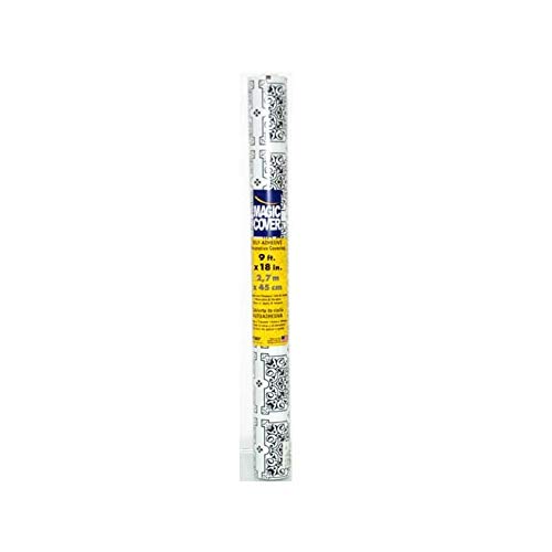 Magic Cover Premium Adhesive Vinyl Contact Shelf Liner and Drawer Liner, 18"x9', Julien Black and White