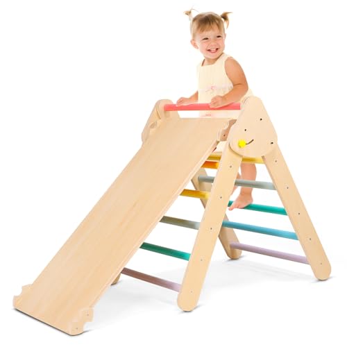 nmoiww Struttura da Arrampicata per Bambini 2 in 1, Struttura da arrampicata triangolare, Giocattoli da arrampicata,Palestre Montessoriano e Arrampicata Indoor per Bambini
