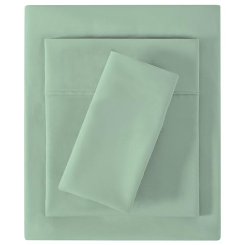 Image of Softan Microfiber Twin Bed Sheet Set, 3 Pieces - Sage Green, Deep Pocket Fitted Sheet with 15'' Pockets | 15 inch Deep Pocket Fitted Bed Sheets, Double Brushed Microfiber, Sheets & Pillowcase for All Season