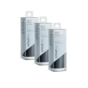 Cricut Joy Smart – Vinilo permanente negro, paquete de 3 rollos de 4 pies (5.5 x 48 pulgadas), vinilo adhesivo para manualidades, corte sin alfombrilla para máquina Joy