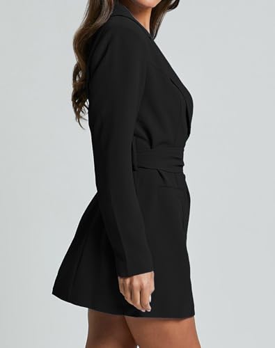Melliflo Women Belted Blazer Set Formal Work Office Blazers Trench Coat Long Sleeve Double Breasted Blazer Dress with Belt4