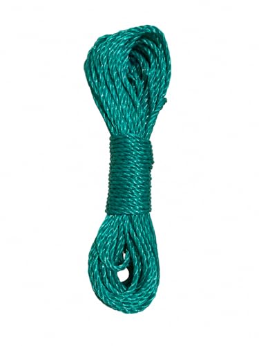 20 Metre Yeşil Naylon İp 3 mm, Çok Amaçlı Dayanıklı Çamaşır İpi, Kamp Bahçe Balkon Hamak ve Taşıma Sabitleme İpi, Dayanıklı Çamaşır İpi Kalın, Asma İpi Güçlü Halat İp, Sağlam İp, Kaliteli