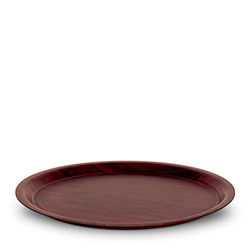 Image of Freelance Nature Kraft Serving Tray Mahogany, 33 cm, Round-Nonslip Surface, Break-Resistant, Decorative Anti Skid Kitchen & Dining /CoffeeTable Trays for Breakfast /Food /TeaBrown-Made in Europe