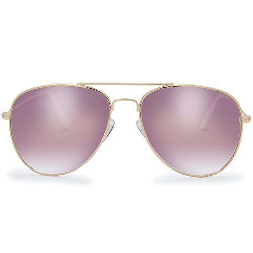 Image of The Fresh Classic Aviator Sunglasses for Men Women, Metal Frame Mirror Lens, Pilot Style, Includes Cleaning Cloth, Pouch
