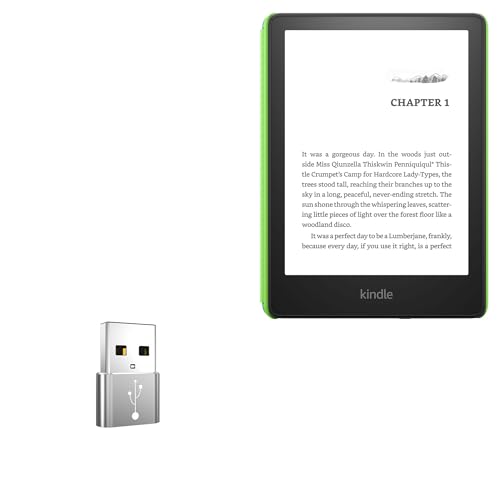 BoxWave Adapter Compatible with Amazon Kindle Paperwhite Kids - USB-A to C PortChanger (5-Pack), Type-C OTG Convert Charging Data Adapter - Metallic Silver