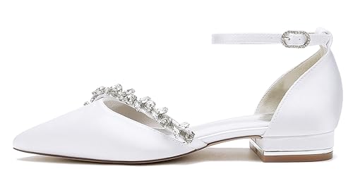 Bride Comfortable Wedding Shoes Womens Prom Pumps with Rhinestone Chains2