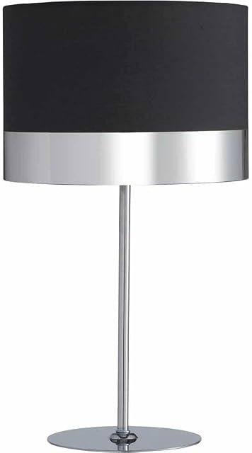 wilko Slate Metalic Band Table Lamp, Timeless Slate-Coloured Table Lamp, Chrome-Effect Table Lamp, H44 X Dia 25.5cm