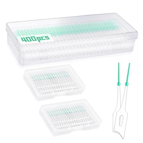 ILantule Cepillo interdental 400 piezas,palillos de dientes, hilo dental de doble propósito,cepillo de dientes reutilizable para limpieza de dientes (400 piezas)